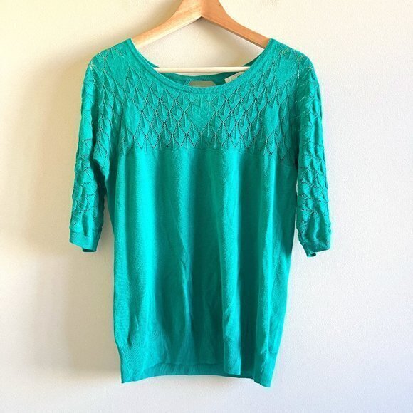 Anthropologie Sparrow Diamond Pointelle Pullover Sweater Green‎ Womens Size M - Picture 1 of 5